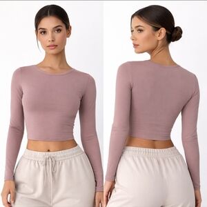 Mauve Fitted Long Sleeve Top S